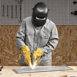 Hitsaustakki palosuojattu puuvillasta valmistettu harmaa kaaripurkaussuojalla