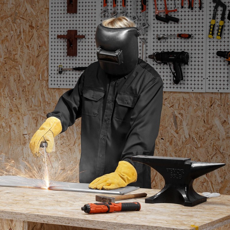 Hitsaustakki palosuojattu puuvillakangas koko M musta valokaarisuoja 2 taskua