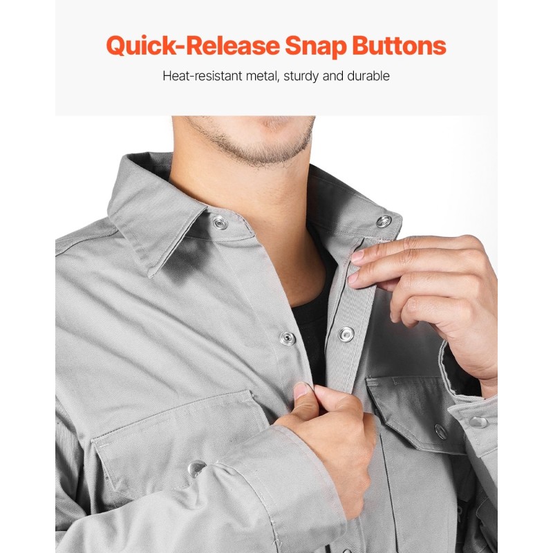 Hitsaustakki palosuojatusta puuvillasta koko M harmaa valokaarisuoja 2 taskoa