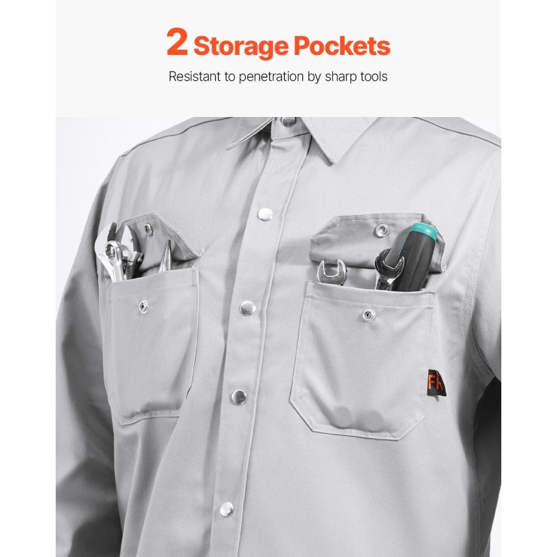 Hitsaustakki palosuojatusta puuvillasta koko M harmaa valokaarisuoja 2 taskoa