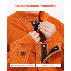 Hitsaustakki naudannahkainen koko L tulenkestävä ATPV 9.2 4 taskua vedenpitävä hitsaukseen