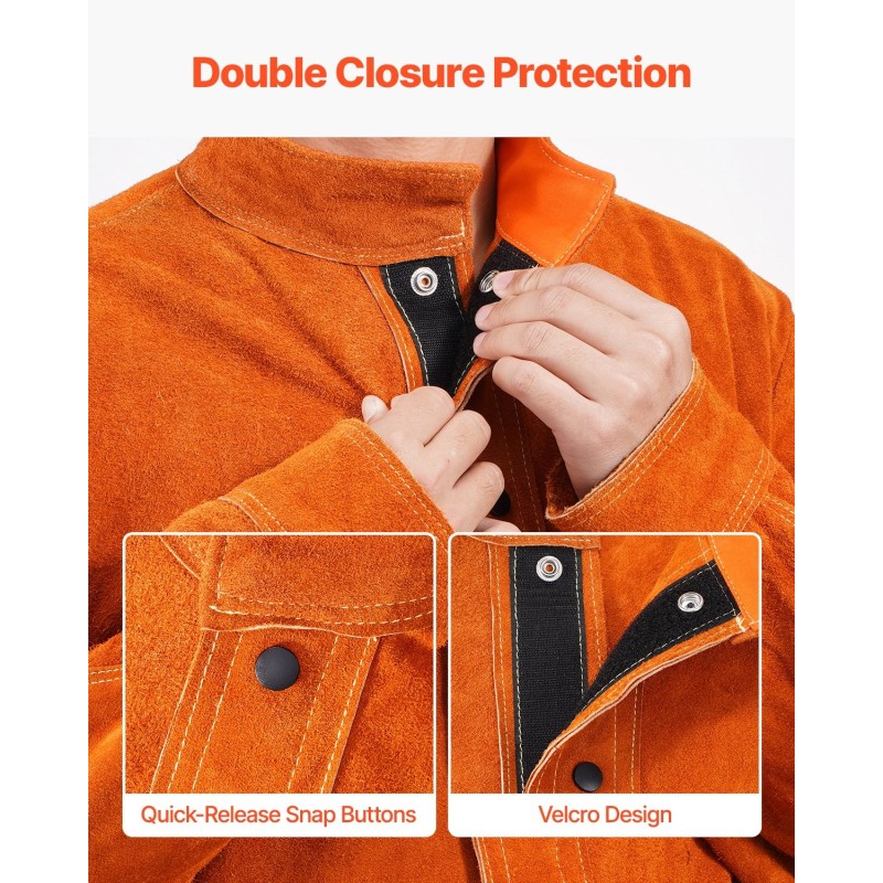 Hitsaustakki naudannahkainen koko L tulenkestävä ATPV 9.2 4 taskua vedenpitävä hitsaukseen