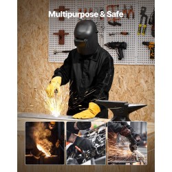 Hitsaustakki naudannahkaisilla hihoilla palosuojattu puuvillarunko XXL musta kaksi taskua