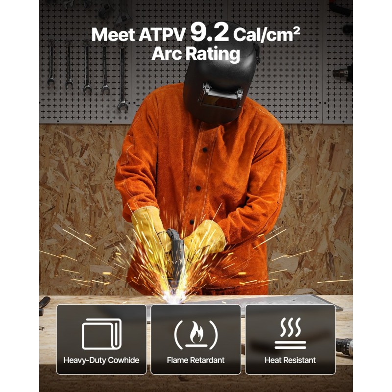 Hitsaustakki naudannahkainen koko XL palonkestävä vedenpitävä hitsaukseen ja metallitöihin