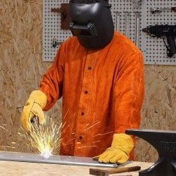 Hitsaustakki naudannahkainen koko XL palonkestävä vedenpitävä hitsaukseen ja metallitöihin