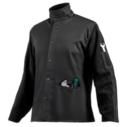 Palosuojattu hitsaustakki koko XL naudannahkaiset hihat palosuojattu puuvillarunko kaksi taskua musta