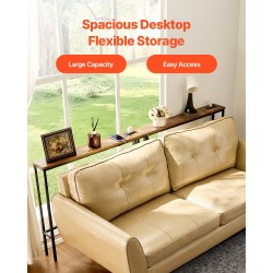 Kapea konsolipöytäsetti 2 kpl hiiliteräsrunko MDF-hylly 100×15 cm pistorasiat USB-liitännät