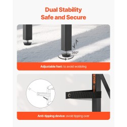 Kapea konsolipöytä 3 tasoa hiiliteräsrunko melamiinipinnoitetut ruskeat hyllyt musta runko