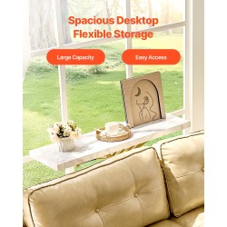 Kapea konsolipöytä yksitasoinen MDF-levy hiilikenteräksinen runko valkoinen marmorijäljitelmä