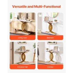 Kapea konsolipöytä yksitasoinen MDF-levy hiilikenteräksinen runko valkoinen marmorijäljitelmä