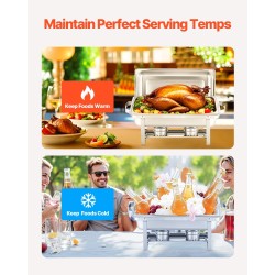 Suorakulmainen buffet-lämmittinsetti 4 kpl ruostumaton teräs 7,5 l ruokapannut tarjoiluun