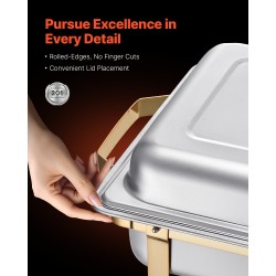 Buffet-chafing-setti 4 kappaletta ruostumatonta terästä 7,5 litraa kulta pitopalveluun