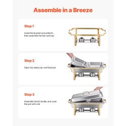 Buffet-chafing-setti 4 kappaletta ruostumatonta terästä 7,5 litraa kulta pitopalveluun