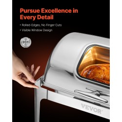 Suorakulmainen lämpöhaude ruostumatonta terästä kaksi puolivuokaa neljäntoista litran vesialtaalla kääntyvällä lasikannella