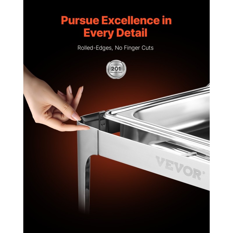 Liukukannellinen tarjoiluastia ruostumatonta terästä 8,5 l ruokapannu 14 l vesiallas buffetteihin