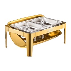 Tarjoiluastia ruostumattomasta teräksestä tehty täyskokoisella 8 5 l padilla rullakannella vesihauteella