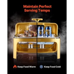 Tarjoiluastia ruostumattomasta teräksestä tehty täyskokoisella 8,5 l padilla rullakannella vesihauteella