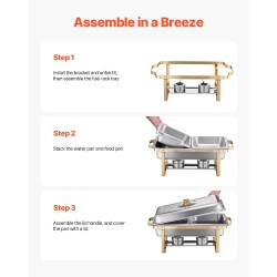 Buffet-vuokasarja ruostumattomasta teräksestä kullanväriset puolikokoiset neljän litran ruokavuoat neljä kappaletta lasikansilla