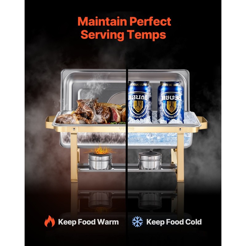 Tarjoiluastia ruostumatonta terästä 4-osainen tilaisuuksiin vesipannu 11,5 litraa ruokapannu 7,5 litraa