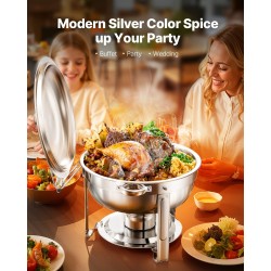 Pyöreä buffet-lämpöastiasetti ruostumatonta terästä 4 kpl 4,7 l polttoaineella toimiva