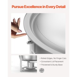 Pyöreä buffet-lämpöastiasetti ruostumatonta terästä 4 kpl 4,7 l polttoaineella toimiva