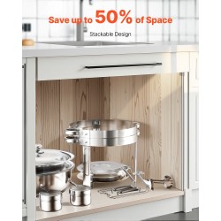 Pyöreä buffetlämpöastia ruostumattomasta teräksestä 2 kpl 4,7 l polttoaineella juhliin