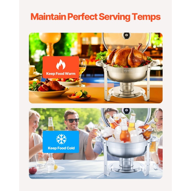 Buffet-kulhojen setti ruostumatonta terästä 4,7 l 2 kpl lasikannella polttoainelämmitys