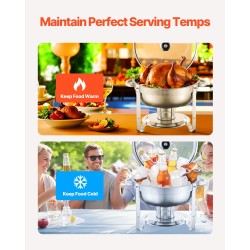 Pyöreä buffet-lämmitin 4 kpl ruostumaton teräs 4,7 l ammattitarjoiluun