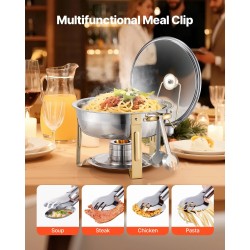 Pyöreä buffet-lämpöastiasetti ruostumatonta terästä 4 kpl kulta lasikansi 4,7 l polttoaineella