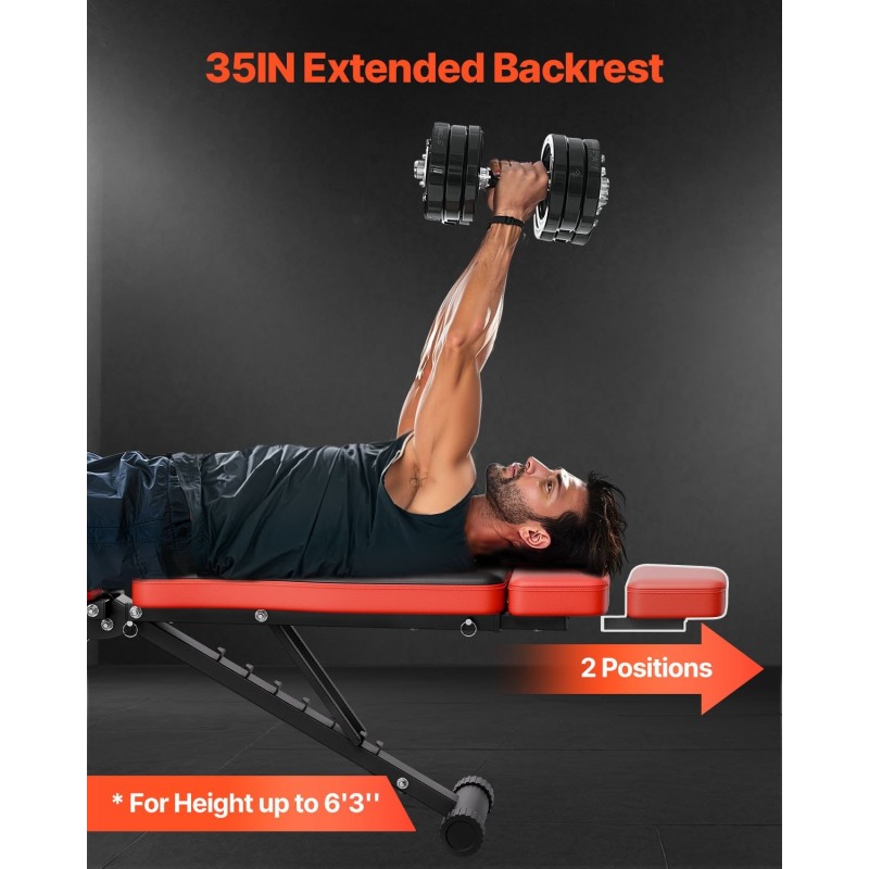 Taittuva säädettävä painopenkki teräsrunko pidennetty niskatuki 300 kg kotikuntosali