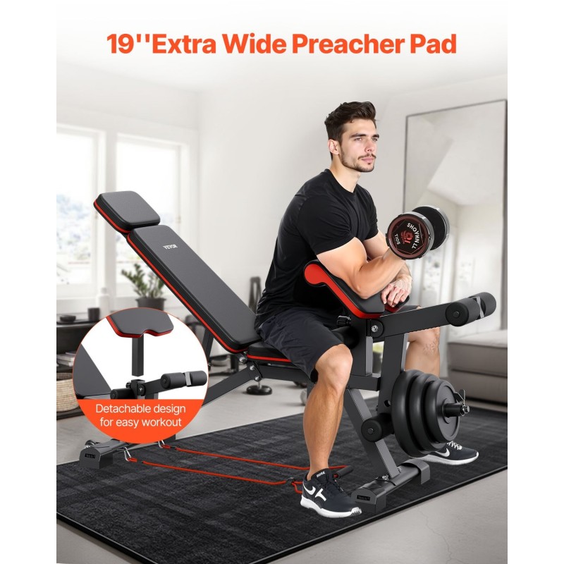 Säädettävä treenipenkki teräsrunko kotisalille 363 kg kuormitus jalkalaite saarnipenkki