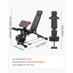 Säädettävä treenipenkki teräsrunko kotisalille 363 kg kuormitus jalkalaite saarnipenkki