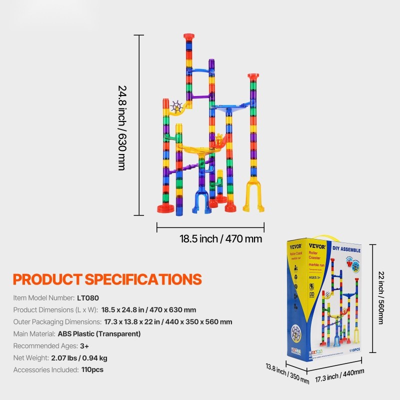 Kuularata ABS-muovista 110 osaa 10 hohtavaa ja 20 lasikuulaa opetukseen