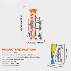 Marmorirata rakennussarja 230 osaa ABS-muovi moottoroitu hissi 15 muovikuulaa