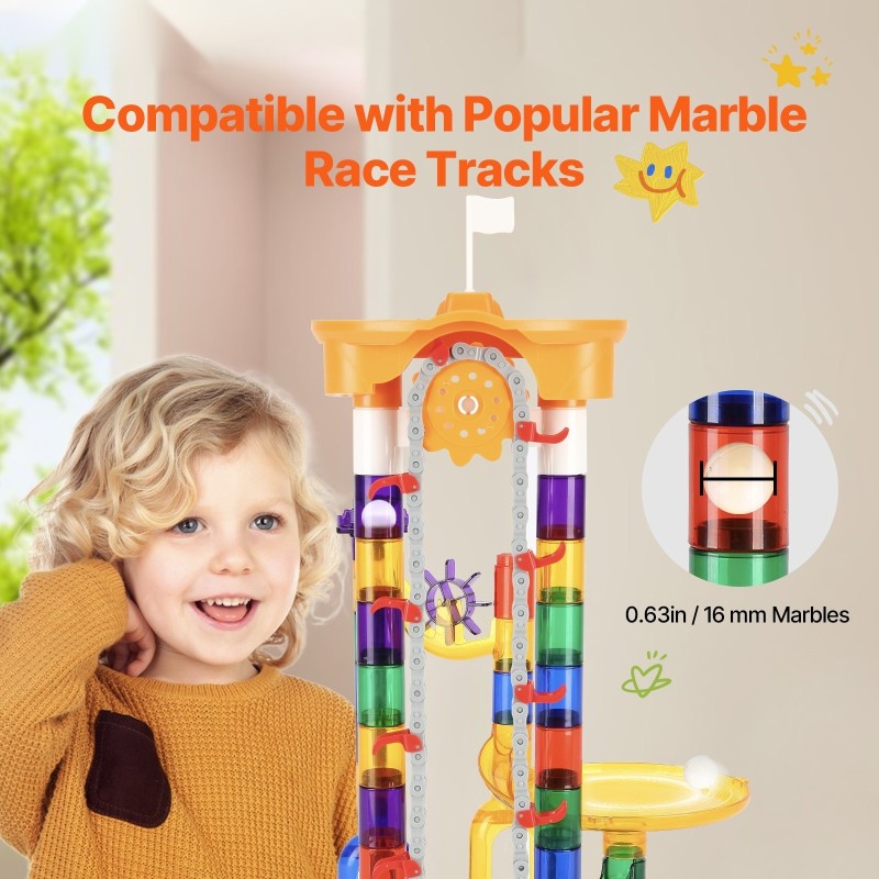 Kuularata 153 osaa moottoroidulla hissillä 30 muovikuulaa läpinäkyvä ABS-muovi