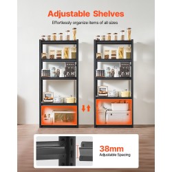 Metallihylly 5 tasoa jauhemaalattu SPCC-teräs musta kantavuus 907 kg