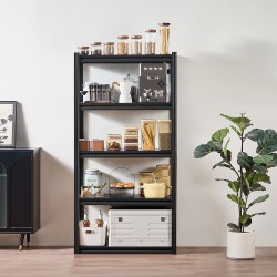 Teräksinen säilytyshylly viidellä säädettävällä hyllytasolla raskaaseen käyttöön musta