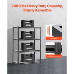 Metallinen 4-tasoinen varastohylly teräs jauhemaalattu säädettävillä hyllyillä musta 508×1016×1448 mm