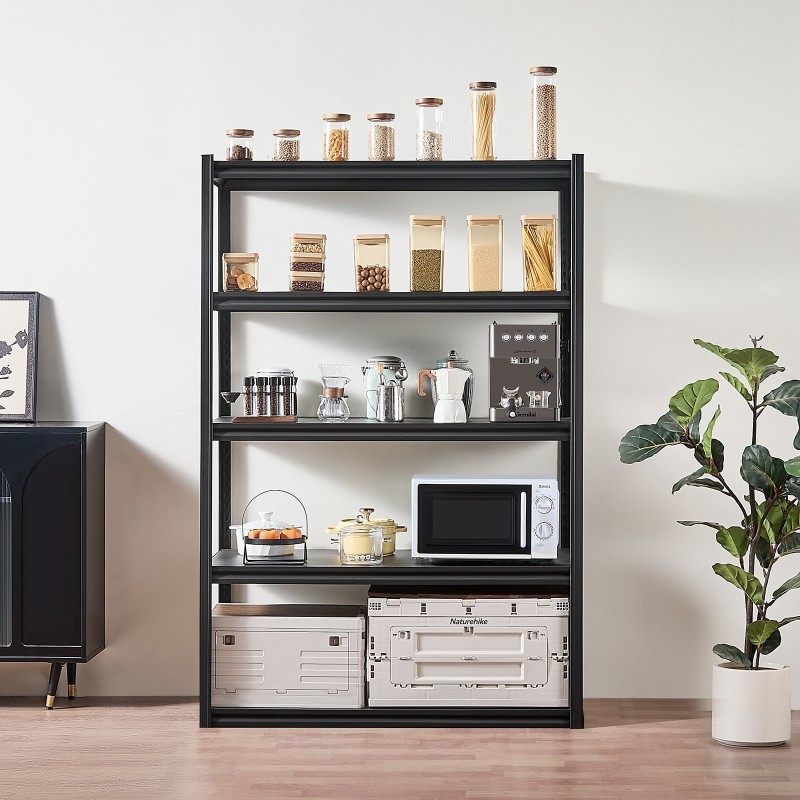 Teräshylly 5-tasoinen musta säädettävät tasot kokonaiskantavuus 1361 kg