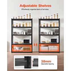 Metallihylly pulverimaalattu teräsrunko 5 säädettävää tasoa kokonaiskantavuus 1361 kg musta