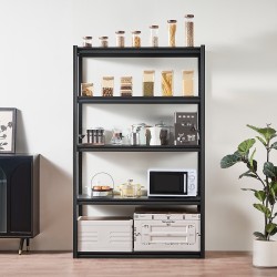 Metallihylly pulverimaalattu teräsrunko 5 säädettävää tasoa kokonaiskantavuus 1361 kg musta