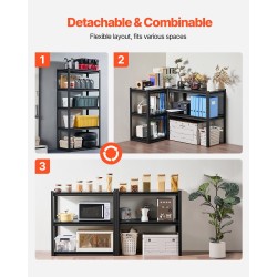 Teräksinen 5-tasoinen jauhemaalattu hyllyjärjestelmä kokonaiskantavuus 907 kg musta