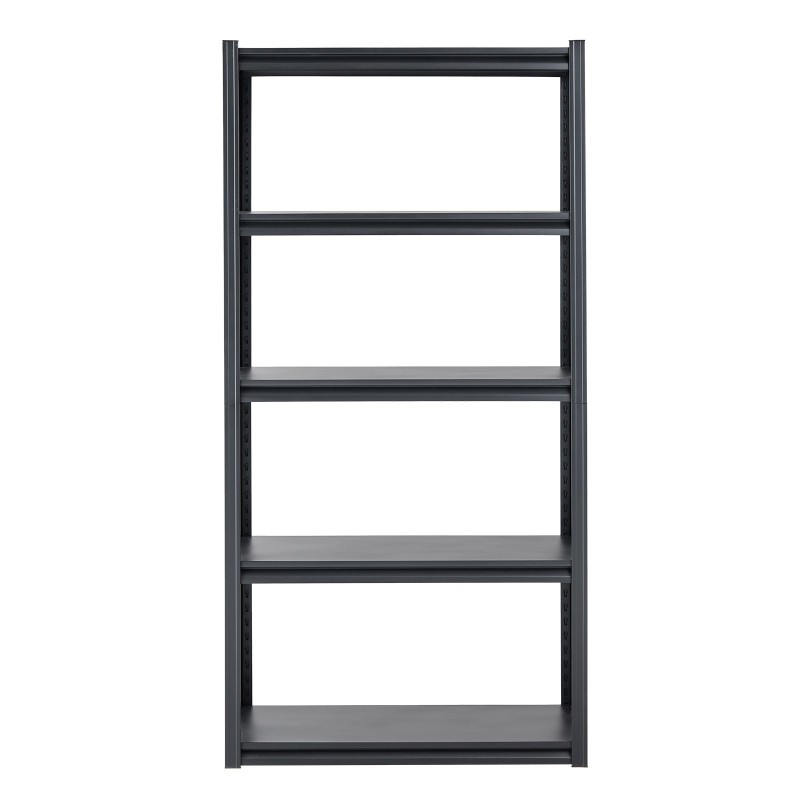 Teräksinen 5-tasoinen jauhemaalattu hyllyjärjestelmä kokonaiskantavuus 907 kg musta