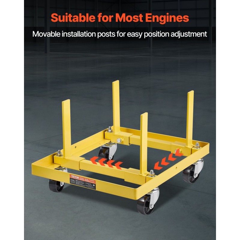 Moottoriteline teräs säädettävä 340 kg kantavuus pyörillä 2 räikkäkiristysliinaa huoltoon