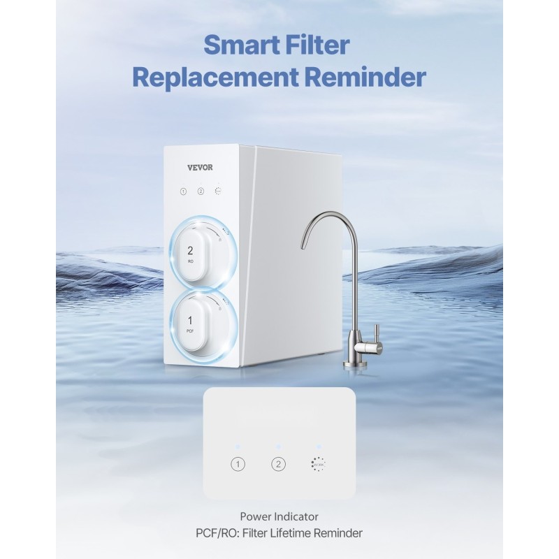 Käänteisosmoosijärjestelmä säiliötön 8‑vaiheinen yhdistelmäsuodatus hiljainen pumppu keittiön altaan alle