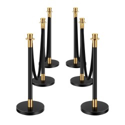 Jonotuspylväät 6 kpl 201 ruostumatonta terästä täytettävä jalusta mustat samettiköydet 1 5 m