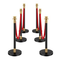 Jonotolpasetti 6 kpl musta 201 ruostumatonta terästä 4 punaista 1 5m samettiköyttä