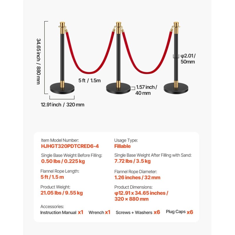 Jonotolpasetti 6 kpl musta 201-ruostumatonta terästä 4 punaista 1,5m samettiköyttä