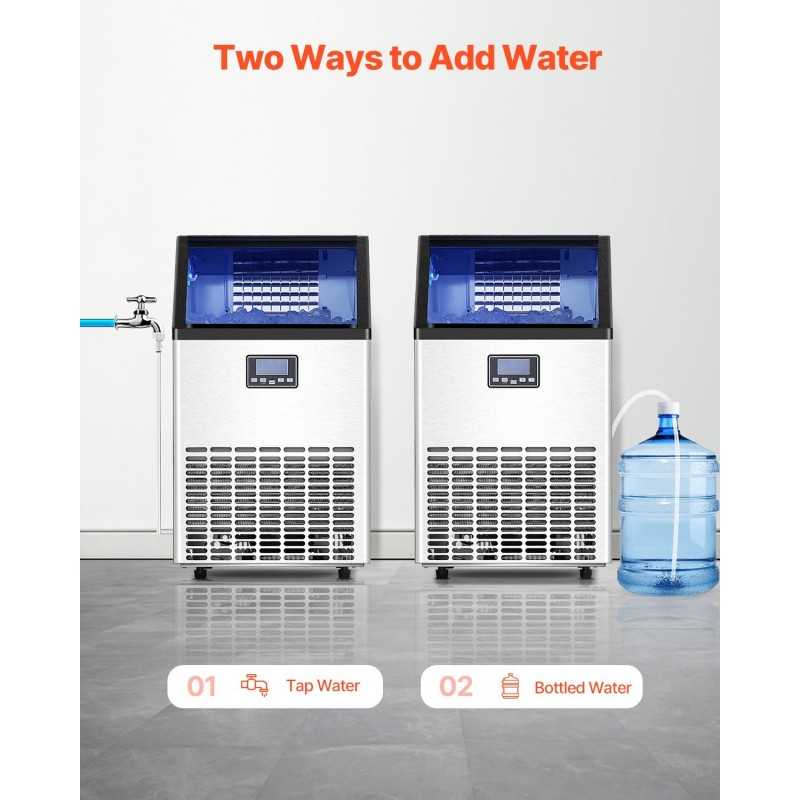 Jääpalakone ruostumaton teräs 45 jääpalaa noin 15 minuutissa 15 kilon säiliö