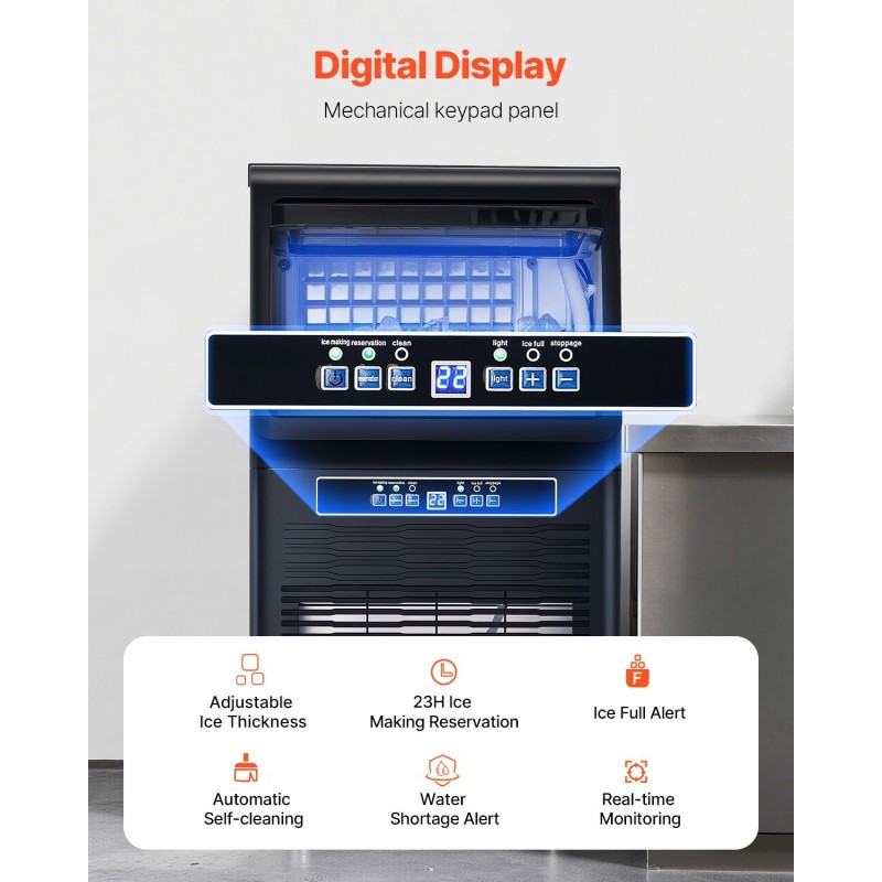 Jääpalakone ammattikäyttöön sinkitty teräs ABS 80 lbs/24 h 12 lbs jääsäiliö